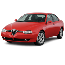 Alfa Romeo 156 – elegante rode sedan uit 2001–2003 met herkenbare driehoekige grille en sportieve uitstraling, geschikt voor transpondersleutels met afstandsbediening.